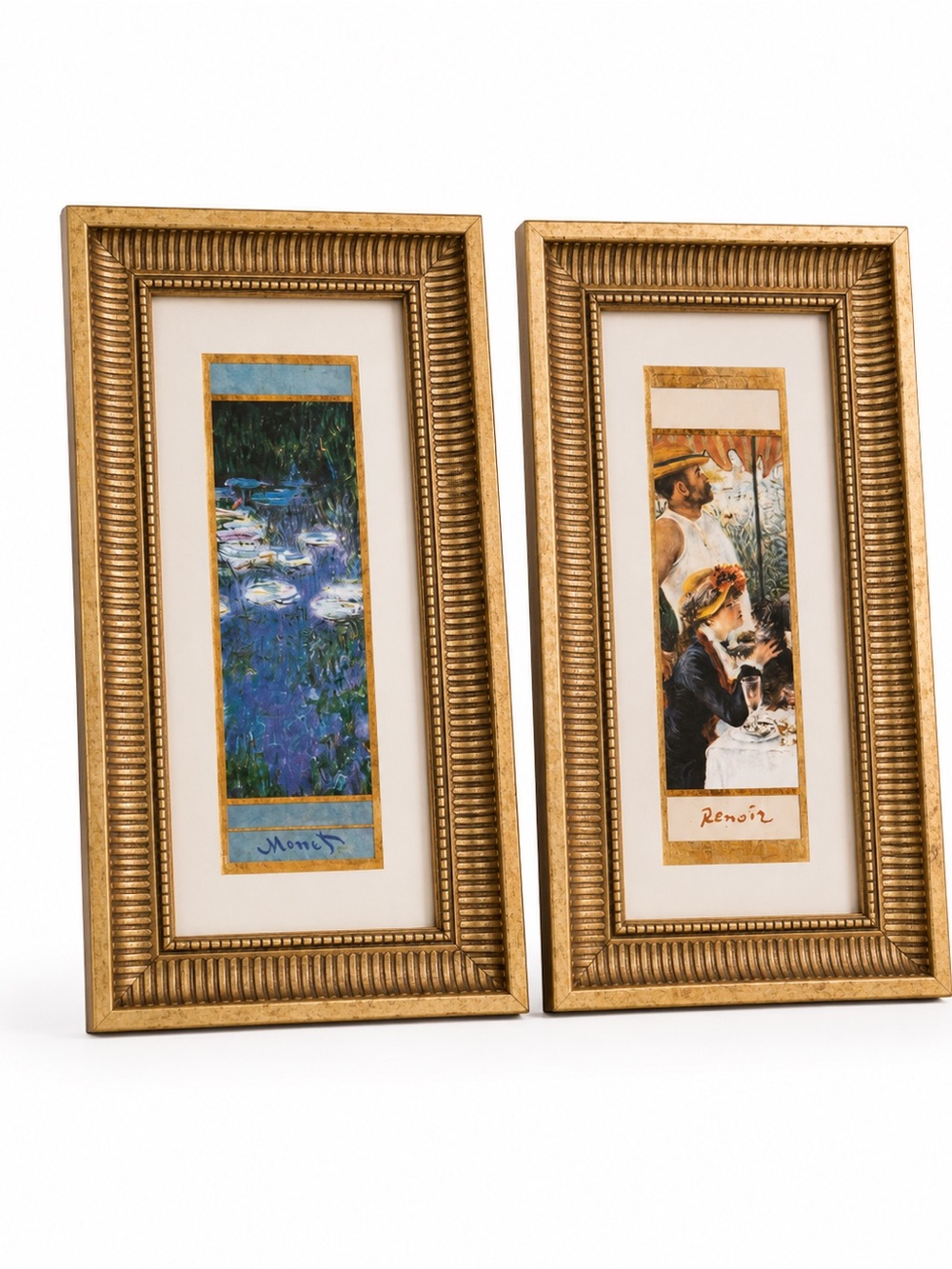 Vintage Monet & Renoir Framed Mini Prints Set of 2 Gold Ornate Wall Art